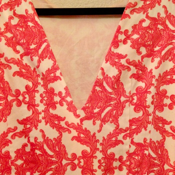 Cute Print Dress - Fit & Flare in Pink & Cream - Picture 5 of 7